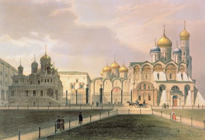 View of the Cathedrals in the Moscow Kremlin, printed by Lemercier, Paris by Louis Jules Arnout